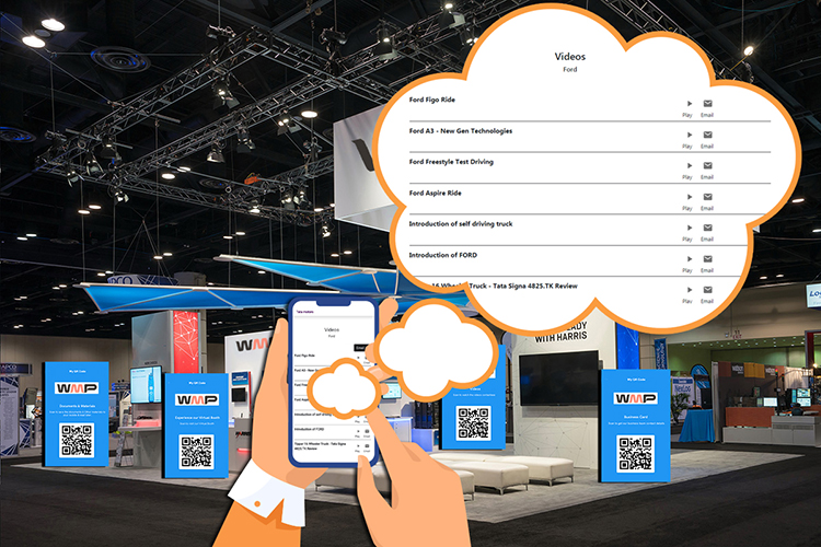 Allow your on-site visitors to exchange your company promotional videos available online using QR code available at your physical booth