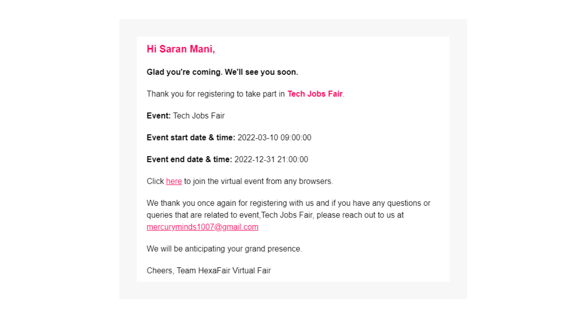 Automated Emails for Events