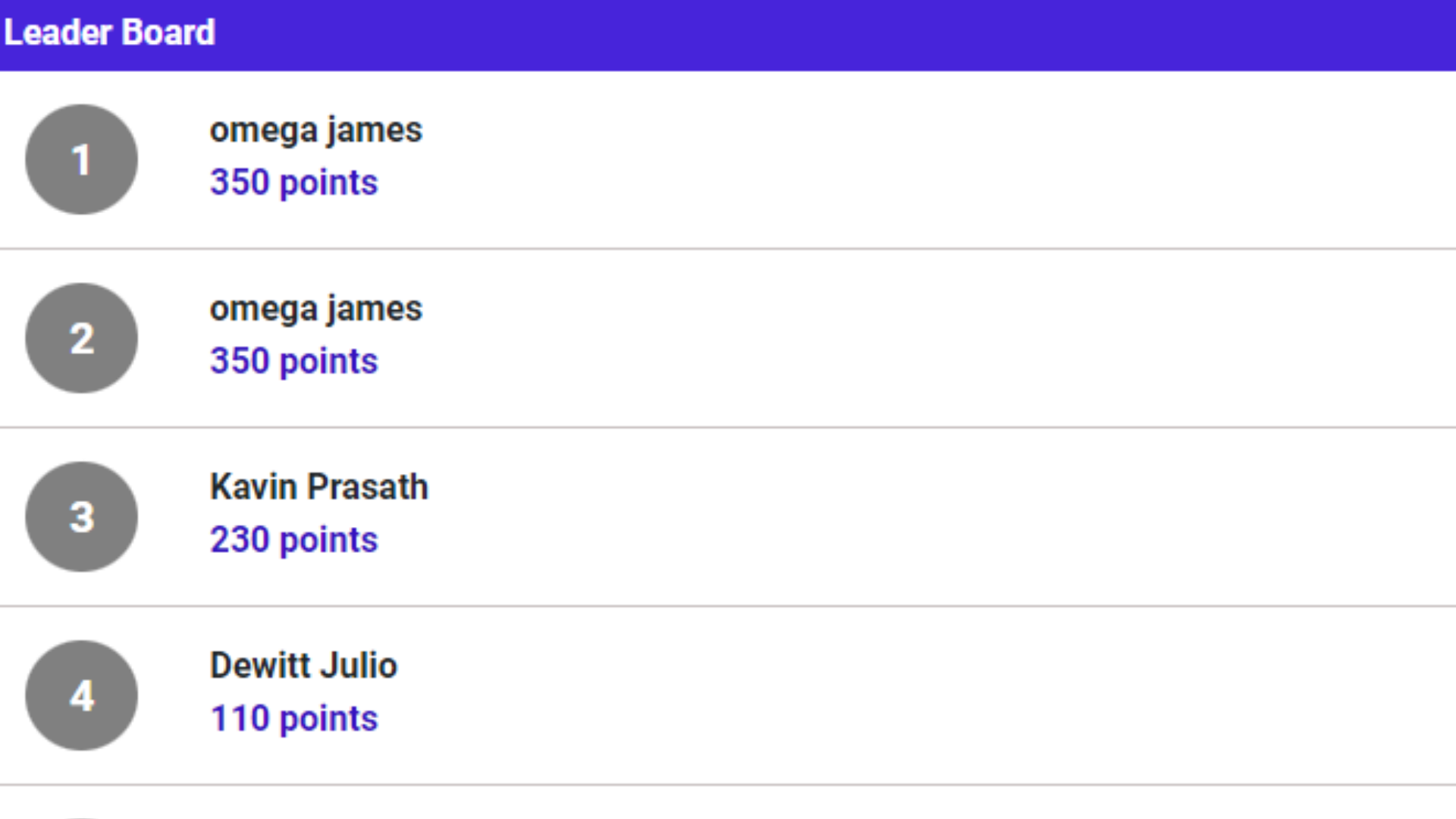 event engagement with attendee leaderboard