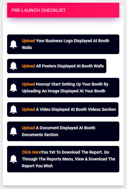 Exhibitor PreLaunch Checklists for Virtual Fair