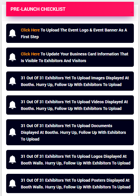 Organiser Pre-Launch Checklists for Virtual Fair